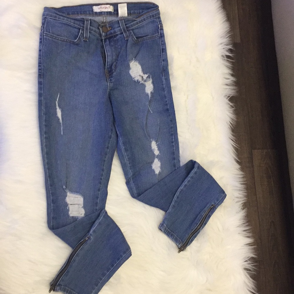 Ankle zipper jeans